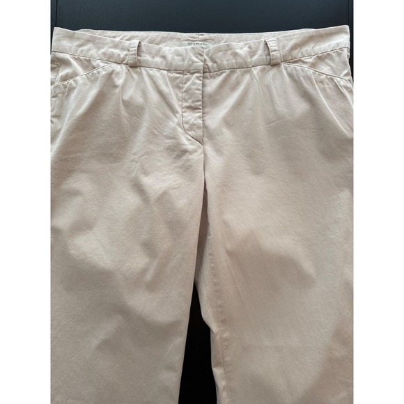 Burberry Wide-Leg Cotton Chino Pants Women 10/US Tan Khaki Luxury Trousers 12/UK - Picture 1 of 14